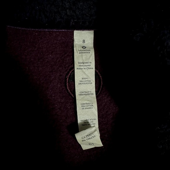 LULULEMON SCUBA HOODIE FULL ZIP UP PURPLE FLEECE LINED JACKET SZ 8 - Picture 5 of 8